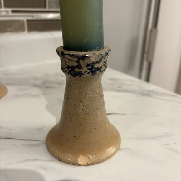Vintage Beaumont Brothers Pottery Candle Sticks & Bowl Salt Glazed Stoneware - Picture 7 of 16